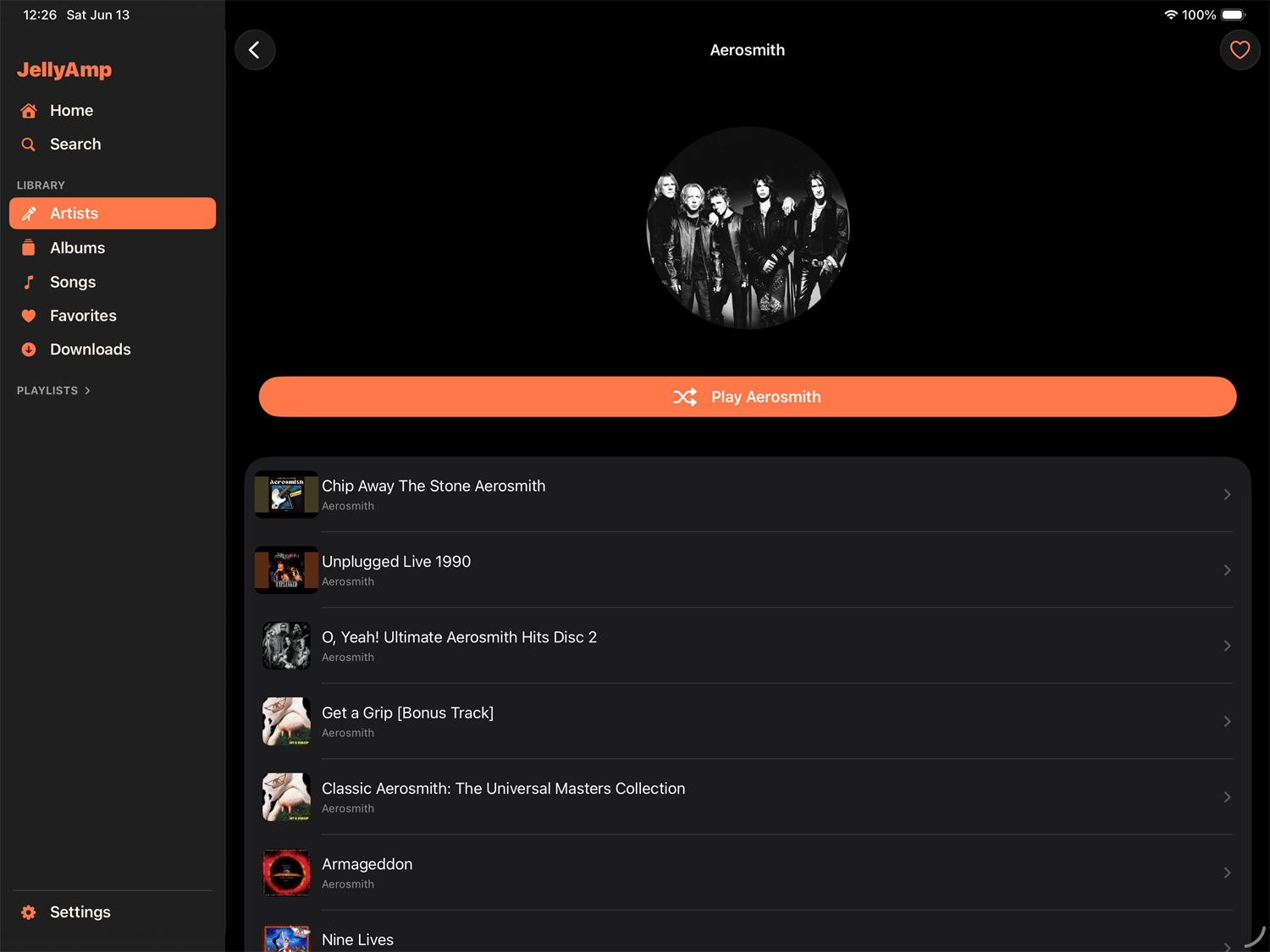 JellyAmp on iPad
