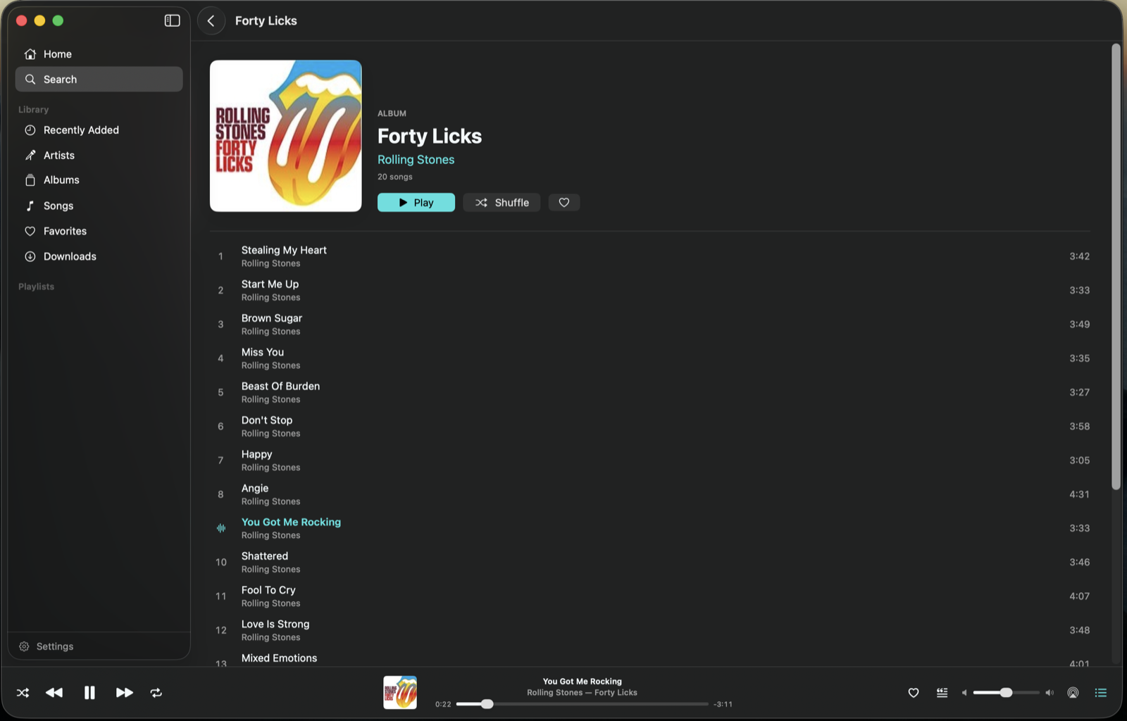 JellyAmp for Mac, library and Now Playing